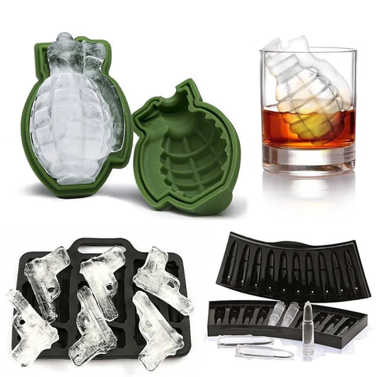 Home Gun Bullet Skull Ice Cube Maker DIY Bullet Ice Cube Tray Chocolate Mold Bar Accessories Whiskey Wine Ice Cream Tool New eprolo